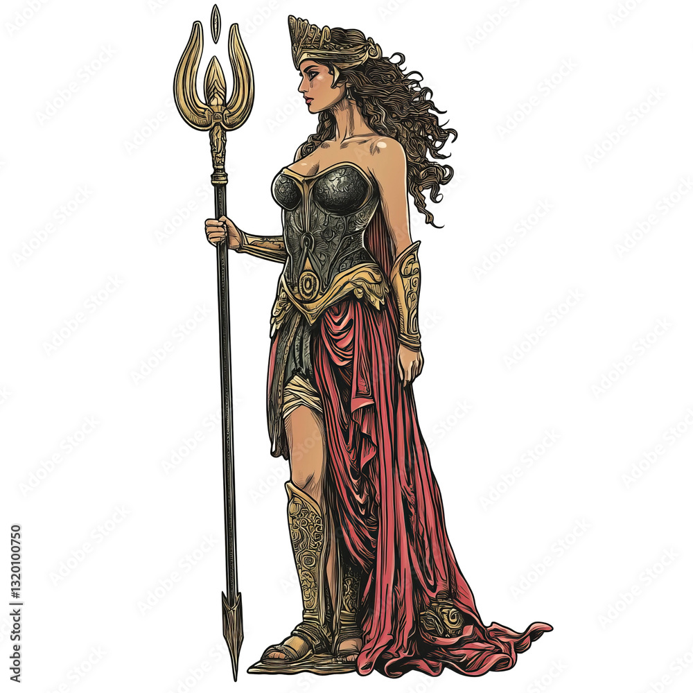 Obraz premium color contour vector of cleito, wife of poseidon