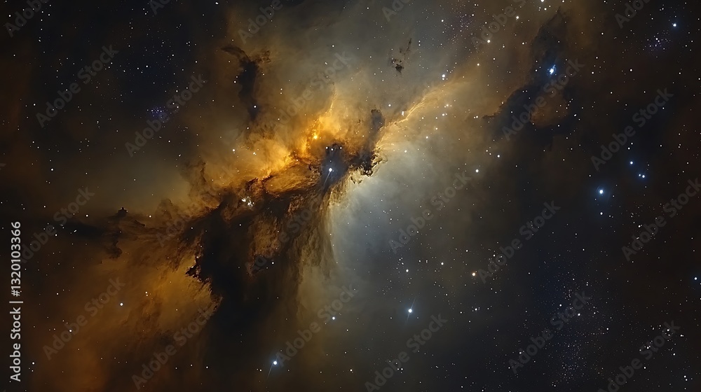 Naklejka premium A vibrant cosmic nebula shows many colors across the vast space
