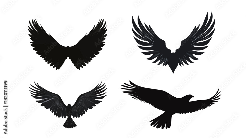 A black silhouette of wings, symbolizing freedom, flight, and strength, set against a simple background. This minimalist design captures the essence of soaring, making it perfect for concepts A black silhouette of wings, symbolizing freedom, flight, and strength, set against a simple background. This minimalist design captures the essence of soaring, making it perfect for concepts