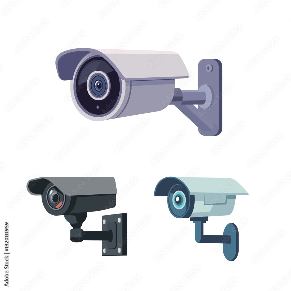 Minimalist vector graphic design of a camera mounted on a wall. Clean and modern illustration featuring a surveillance or security camera in a monochrome style, symbolizing monitoring, safety Minimalist vector graphic design of a camera mounted on a wall. Clean and modern illustration featuring a surveillance or security camera in a monochrome style, symbolizing monitoring, safety