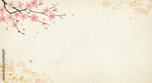 桜の和紙のちぎり絵