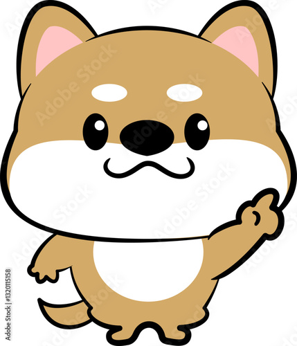 柴犬　豆しば　犬　かわいい　キャラクター　イラスト　指さし
