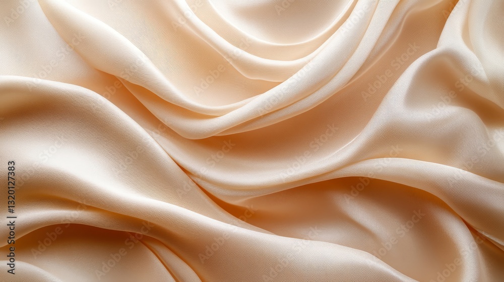 Delicate flowing fabric in creamy peach color with elegant curves Delicate flowing fabric in creamy peach color with elegant curves