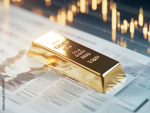 Gold bar investment surge amid market trends financial analysis modern workspace close-up view wealth management photo