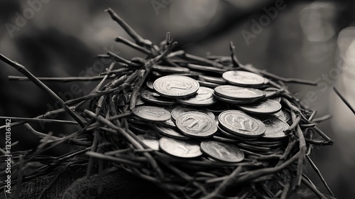 Judas' Betrayal: Thirty Pieces of Silver in a Sack – Biblical Illustration. A powerful visual representation of the infamous biblical story, perfect  