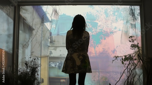 A Woman's Silhouette at the Window: Contemplation and Urban Scenery
