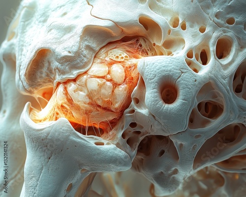 Knee Joint Anatomy with Torn Meniscus Ligaments and Injury Details
