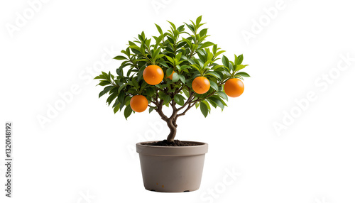Potted Orange Tree with Ripe Fruit