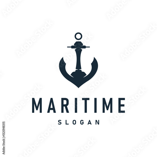 ocean illustration concept with ship anchor logo symbol with simple silhouette suitable for brand or product also transportation symbol