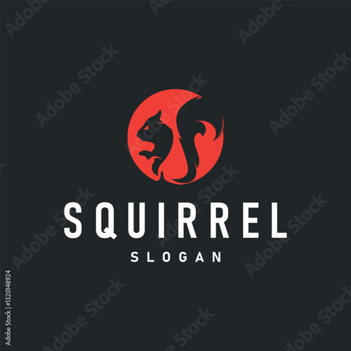 simple silhouette concept design cute little animal squirrel logo minimalist illustration product brand template