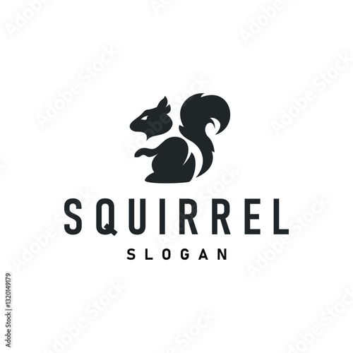 simple silhouette concept design cute little animal squirrel logo minimalist illustration product brand template