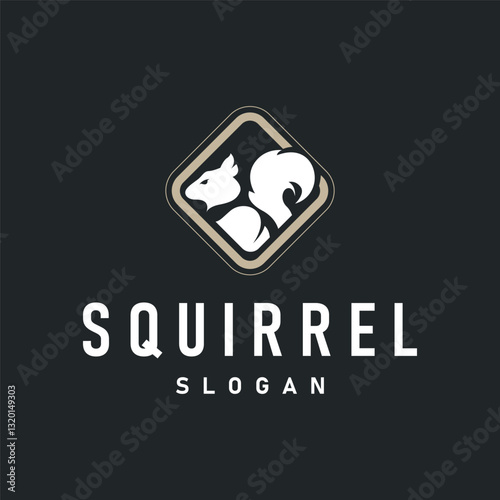 simple silhouette concept design cute little animal squirrel logo minimalist illustration product brand template