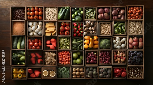 A Colorful Harvest: A visually stunning arrangement of fresh produce, showcasing an array of vibrant fruits and vegetables.