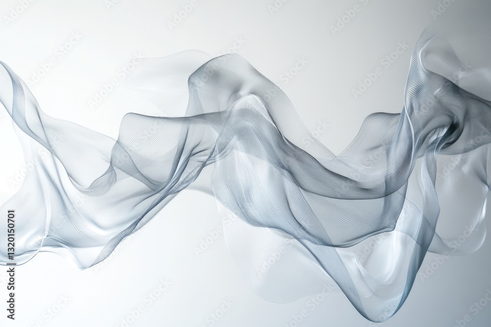 A flowing piece of fabric dances elegantly against a soft background A flowing piece of fabric dances elegantly against a soft background