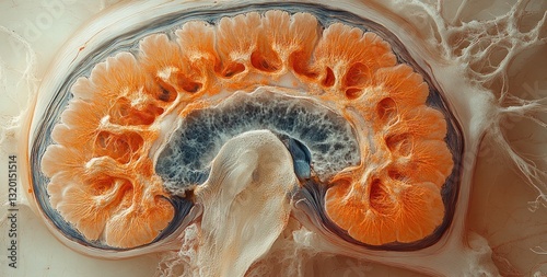 Spinal Cord Cross-Section with Nerves Vertebra and Key Structures in Neurology photo