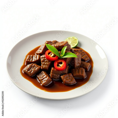 3D Rendering Generate AI Indonesia Of Food Rendang