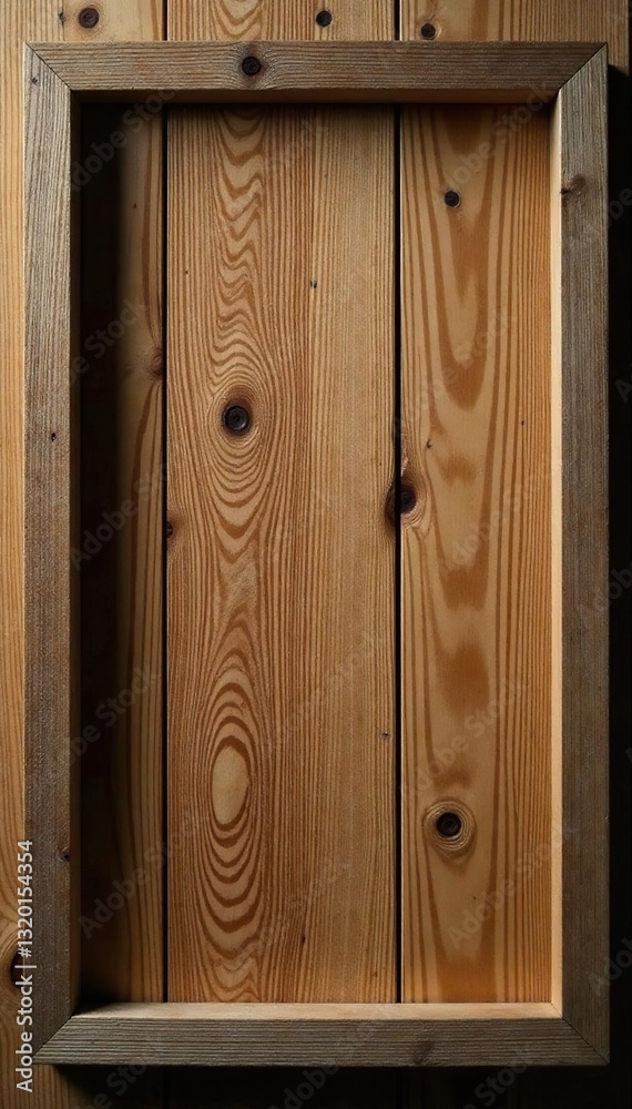 Fototapeta premium Rustic square wooden frame, natural wood grain , grain, empty, design element