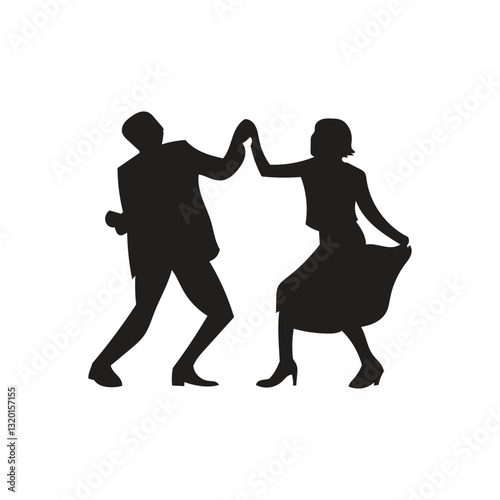Sillhoutte two people dancing with blank background