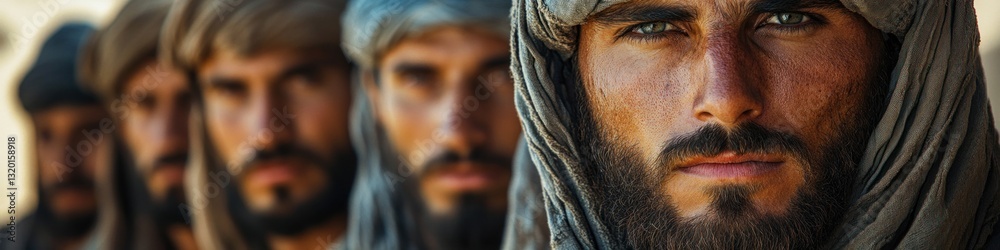 Obraz premium Elderly Jewish Men in Desert Traditional Headscarves Biblical Portraits