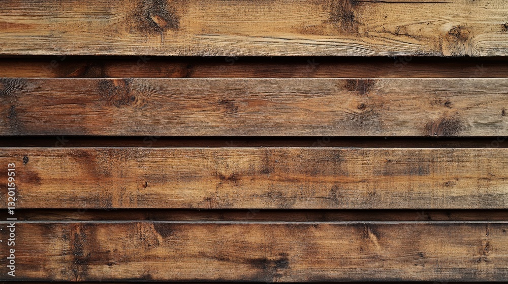 Obraz premium A captivating close-up of dark, textured wooden planks laid horizontally. Their rich, earthy tones highlight each rugged detail