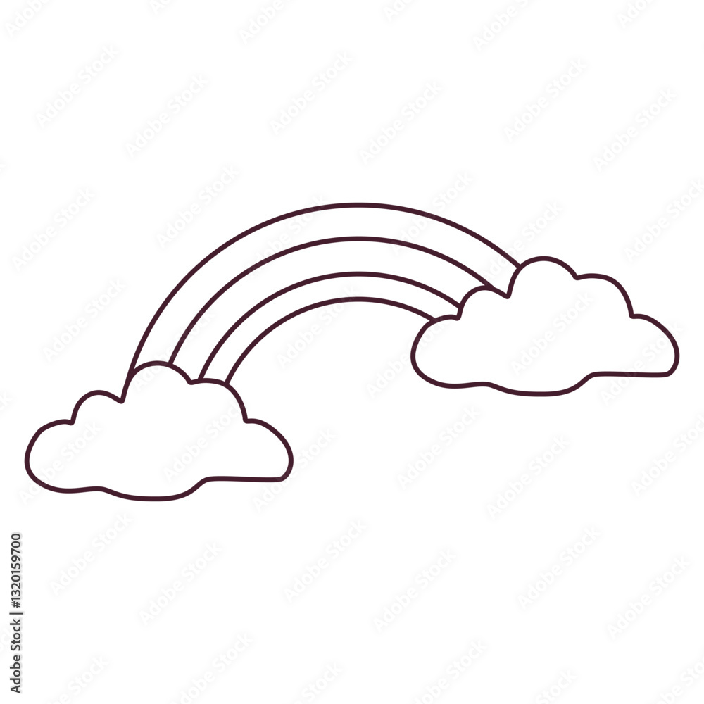 Rainbow with clouds symbolizing beauty, weather change, and hope. Ideal for forecasts, climate reports, nature themes, and decorative designs. Rainbow with clouds symbolizing beauty, weather change, and hope. Ideal for forecasts, climate reports, nature themes, and decorative designs.