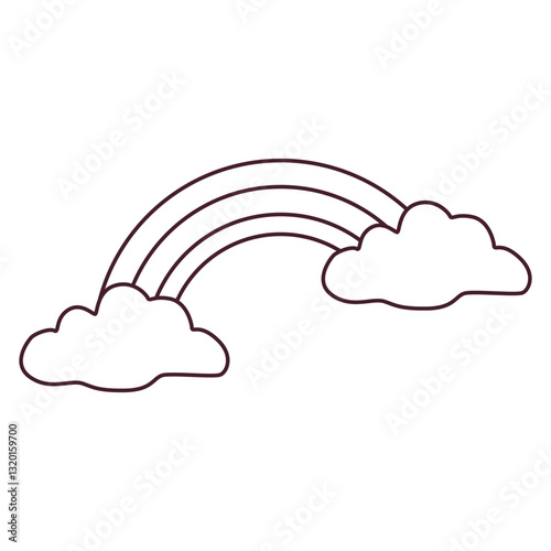 Rainbow with clouds symbolizing beauty, weather change, and hope. Ideal for forecasts, climate reports, nature themes, and decorative designs.