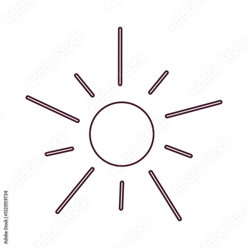 Sun symbol representing sunlight, warmth, and weather conditions. Suitable for forecasts, climate reports, energy themes, and seasonal designs.