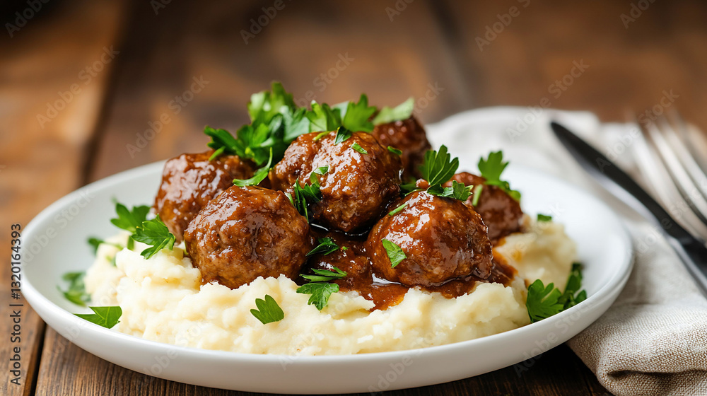 Meatballs Mashed Potatoes Gravy Food Photography Meatballs Mashed Potatoes Gravy Food Photography