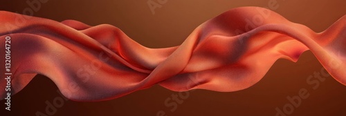 Sienna Color Flowing Silk Fabric in Motion, Elegant Textile Wave and Drapery Abstract Background