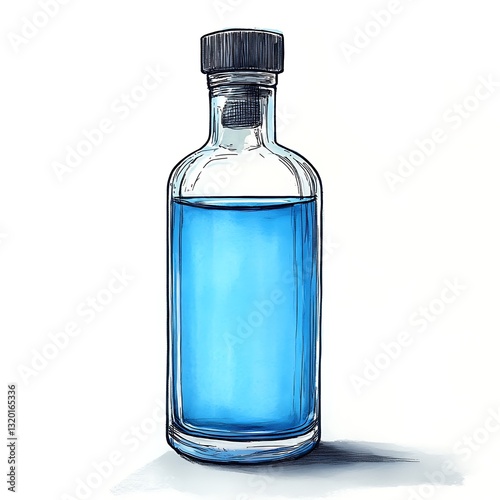 Blue Liquid in Glass Bottle Illustration