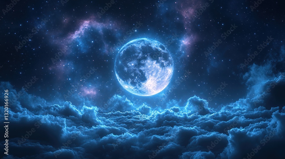Full Moon Above a Sea of Clouds and Stars Full Moon Above a Sea of Clouds and Stars