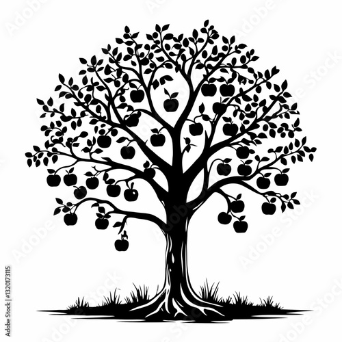 Apple tree nature vector illustration