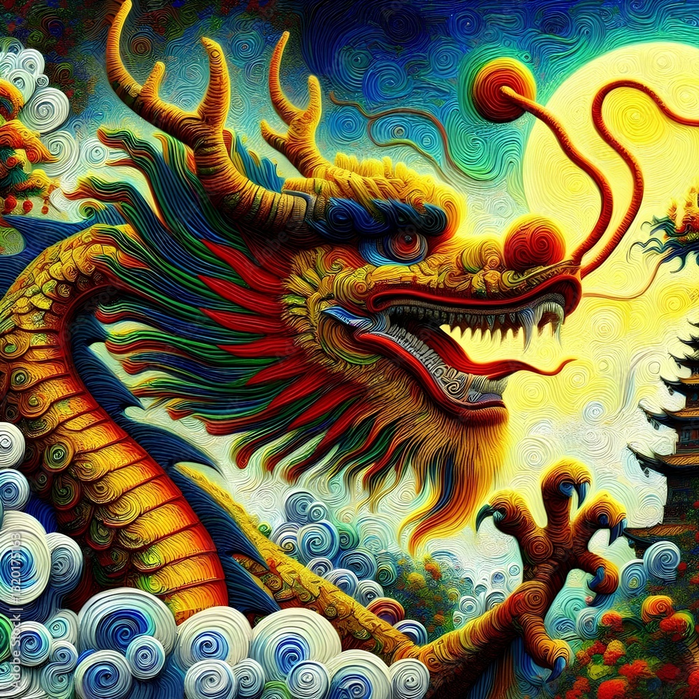custom made wallpaper toronto digitalChinese dragon artistic illustration 5
