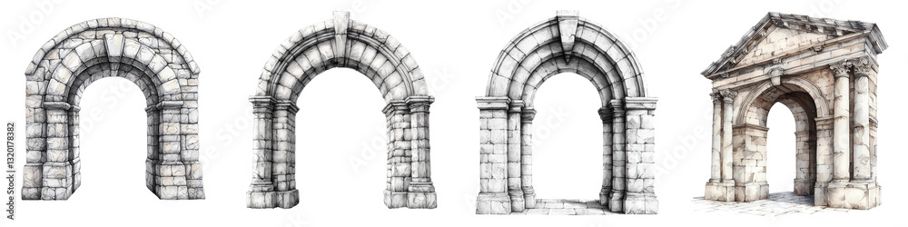 Obraz premium Striking remnants of grand historic buildings showcasing ornate archways columns and architectural details from bygone eras