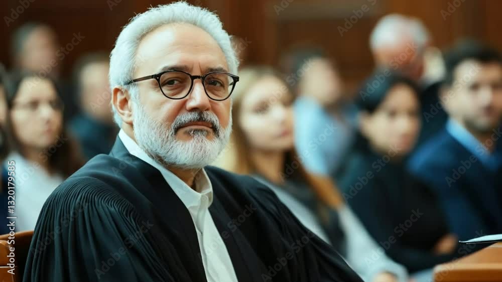 Judge presiding over courtroom trial Judge presiding over courtroom trial