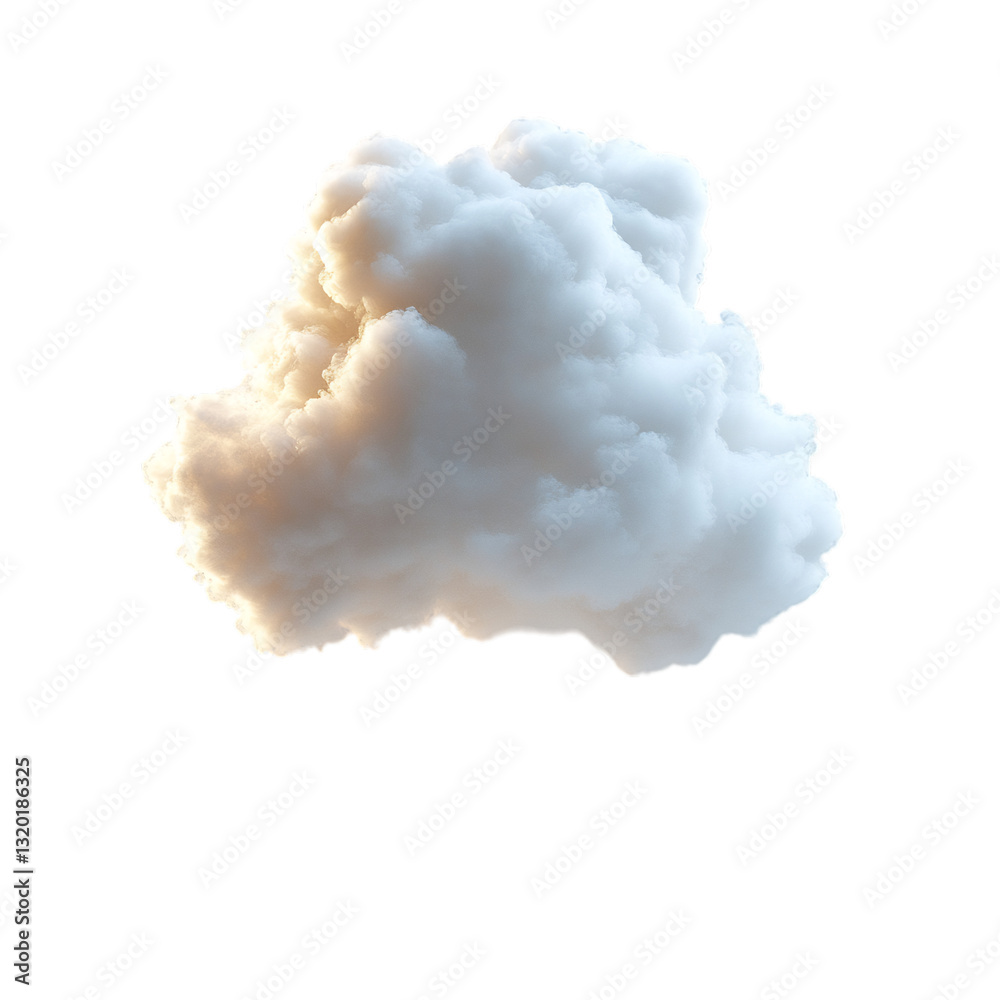 A Fluffy 3D Puff of Cotton Drifting in the Air Isolated on Transparent Background A Fluffy 3D Puff of Cotton Drifting in the Air Isolated on Transparent Background