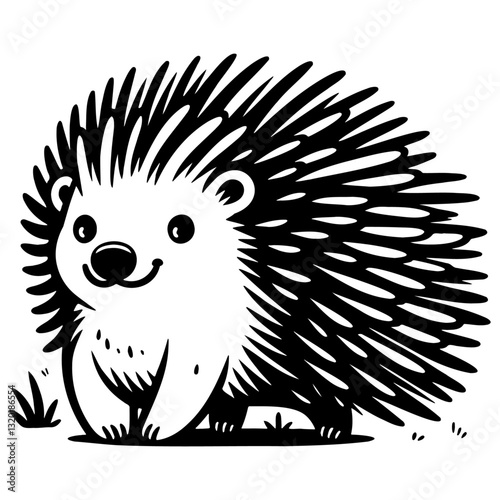 Cute Porcupine Sketch Illustration.