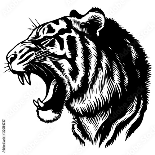 Tiger Head Roar Illustration.