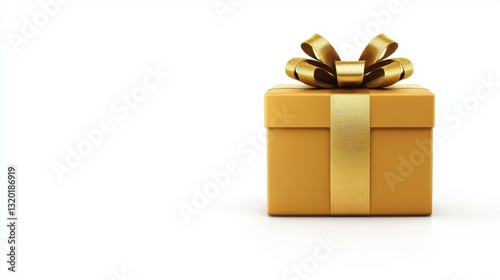 Gift box with a gold ribbon on a white background