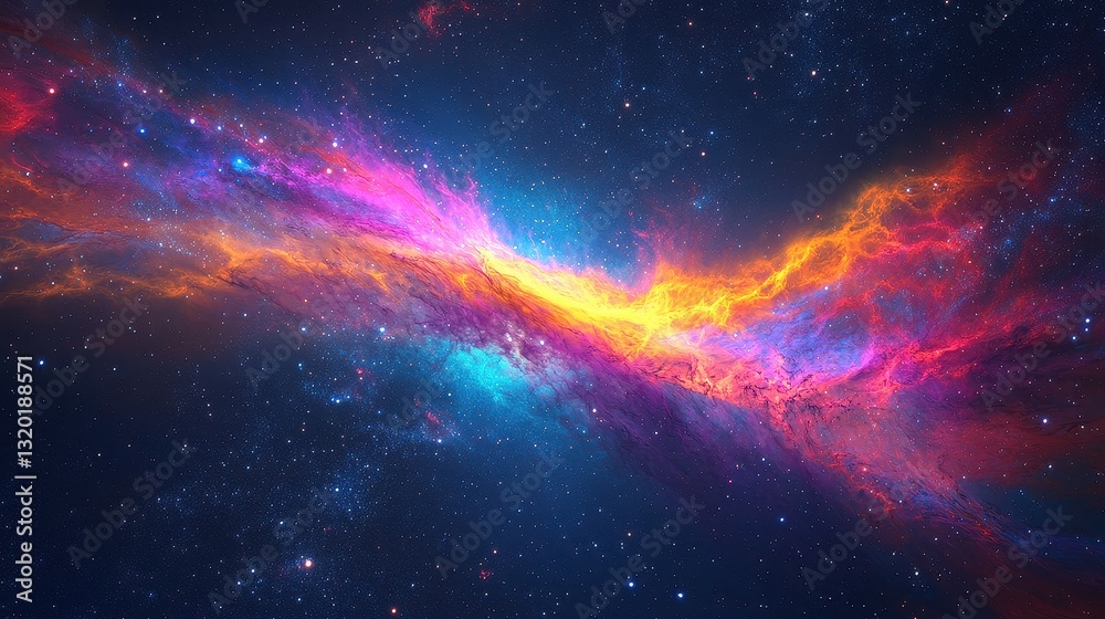 Fototapeta premium Vibrant Cosmic Cloud of Colorful Gas and Stars in Deep Space