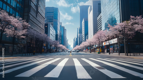 Pastel Spring Vibes: Seoul’s Zebra Crossing Under Blossoming Trees