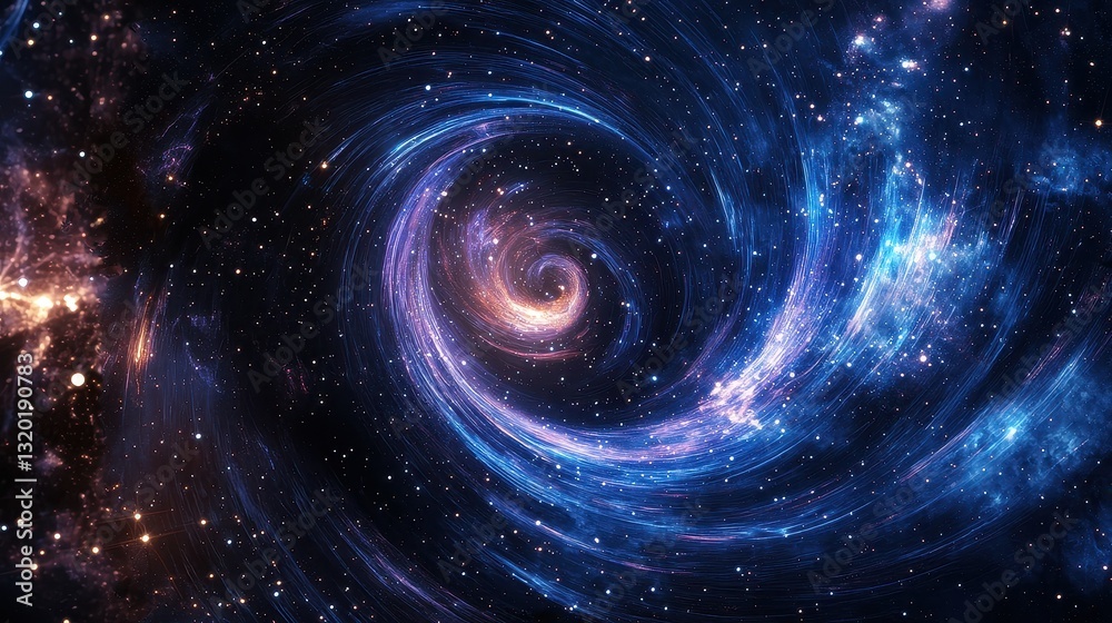 Obraz premium Cosmic Swirl in Vast Universe with Bright Stars and Galaxies
