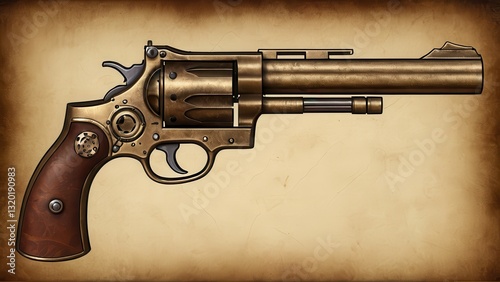  a beautifully crafted vintage revolver with intricate details