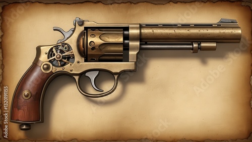  an intricately designed steampunk revolver exuding vintage charm