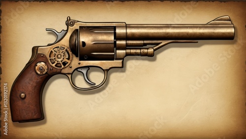  an intricate steampunk revolver showcasing detailed craftsmanship