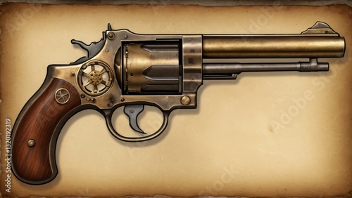  a vintage steampunk revolver with intricate details