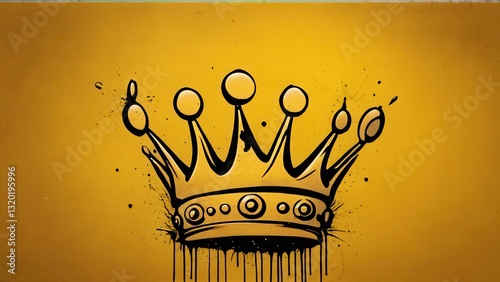  a striking crown illustration exuding royalty against a vibrant yellow backdrop
