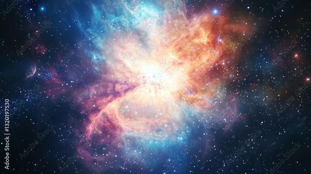 Fototapeta premium Vibrant Nebula with Colorful Clouds of Gas and Stars in Space