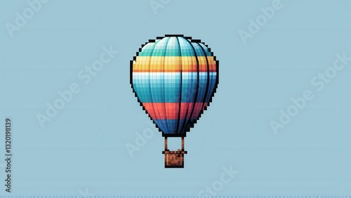  a whimsical pixel art hot air balloon captures the joy of adventure