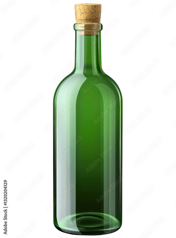 green glass bottle with cork stopper on transparent background green glass bottle with cork stopper on transparent background